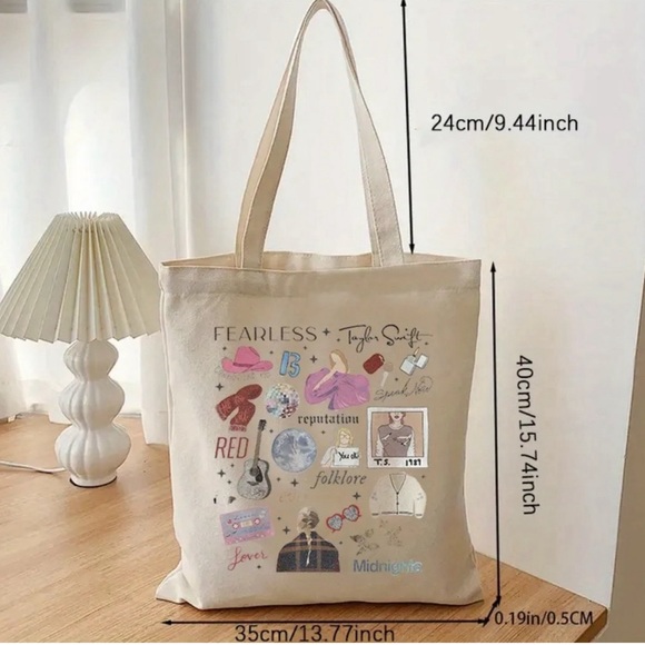 NEW! TS Taylor Swift Swiftie Canvas Tote Bag Eras Album Covers - Picture 3 of 4